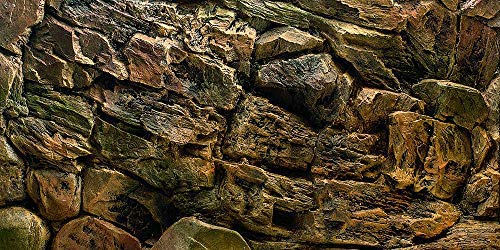 Rock Wall Aquarium Background Poster PVC Fish Tank Decor Landscape 24 36 48 72 (48" x 18"/ 122 x 46cm) - size: 48" x 18"/ 122 x 46cm