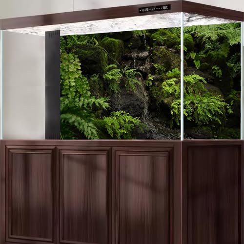 Tropical Rainforest Aquarium Background Tranquil Stream Mossy Rocks Fish Tank Background Serene Jungle Plants Green Leaves Terrarium Backgrounds Tropical Woodland Reptile Tank Backgrounds 24x12in - color: Light Green, size: 24(W)x12(H)in