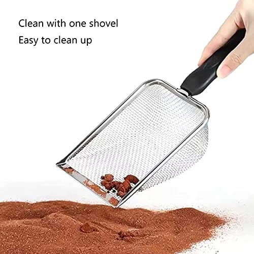 Reptiles Stainless Steel Sand Scoops Metal Shovel Sifter Fine Mesh Terrarium Substrates Waste Extractor Corner Litter Screening Sifting Trowel for Snake