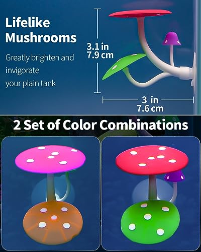 Uniclife Betta Mushroom Hammock Soft Aquarium Rest Bed Fish Breeding Playing Pad with Suction Cup Silicone Ornament Decoration Colorful Lifelike Decor for Fish Tank Landscape, 2 Pack - color: Red&Pink, size: Mushroom Hammock