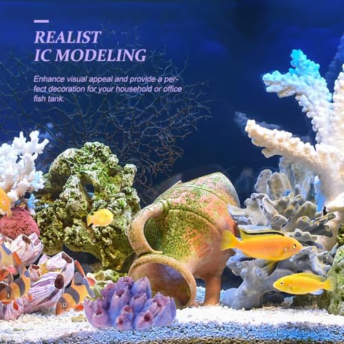 Balacoo Aquarium Coral Decoration, Realistic Resin Coral Ornament, Small Aquarium Accessories Hideout for Bettafish Shrimp - Fish Tank Reef Decorations (Purple)