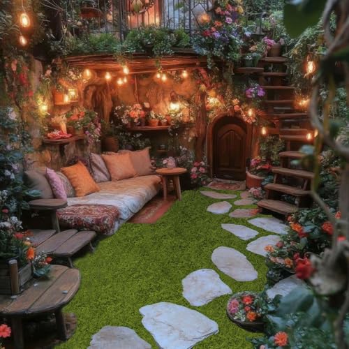 Fake Green Moss Roll Table Runner Faux Moss Adhesive Fairy Garden Grass 12" x 71" Artificial Moss for Indoor Plants Wall Crafts DIY Table Centerpieces Fairy Woodland Floral Wedding 30x180cm - size: Green-12" x 71"/30x180 cm