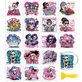 Peacoblue 18 Sheets Rub on Transfers for Crafts, Skeleton with Humorous Text 3.6"x3.9" UV DTF Cup Wraps Waterproof Cold Transfers Stickers for Wood Glass Metal Cup Tumblers Mirrors Mugs Home Decor - style: Skeleton with Humorous Text