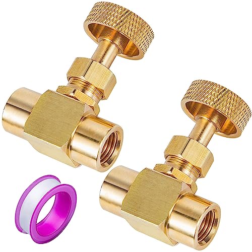 2 Pieces Heavy Duty Brass Instrument Replacement Control Needle Valve 1/4" Npt Female X 1/4" Npt Female Connection Golden - size: 2 PCS 1/4 " Female * 1/4"Female needle valve