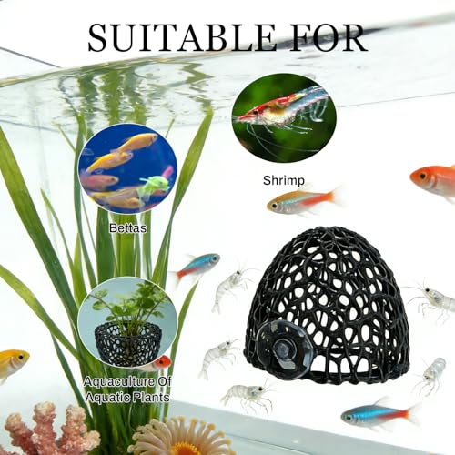 Cave with Suction Cup, Aquarium Betta Fish Hideout Habitat Decor, Stable Resting Hiding Place for Cherry Shrimp, Dwarf Shrimp, Guppy and Small Fish (Black) - color: black