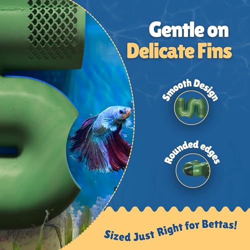 Betta Fish Tunnel Hideout | Aquarium Cave & Tunnel Decor for Betta Fish, Shrimp & Small Fish | Fish Tank Decoration, Betta Tank Accessory & Enrichment Toy (Green) - color: Green