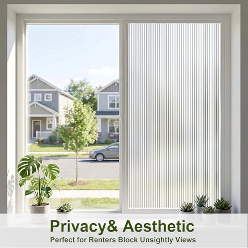 Reeded Glass Window Privacy Film, Static Cling, 17.52"x78.74" - color: Reeded, size: 17.52"x78.7"