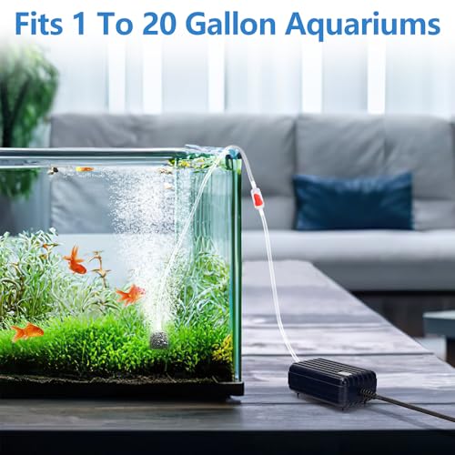 Aquarium Air Pump Compact Fish Tank Air Pump Quiet Aquarium Bubbler Aerator Buckets Oxygen Aerator Pump for 1 to 20 Gallon Fish Tanks