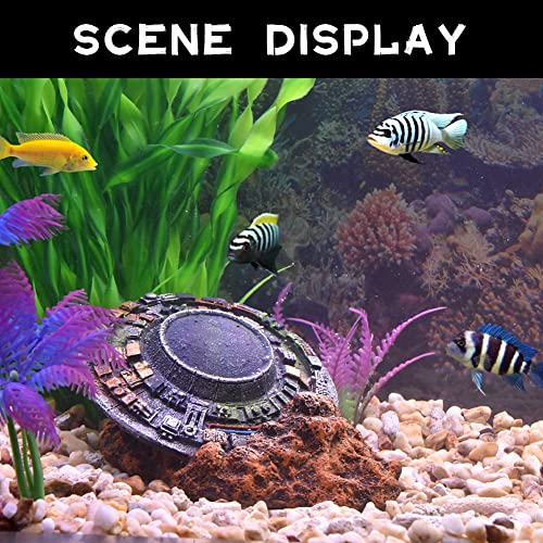 Aquarium Decorations-UFO Fish Tank Accessories for Betta Hide Flying Saucer Creative Small Fish Tank Decor Reptile Box Landscaping Ornament - color: Ufo-s