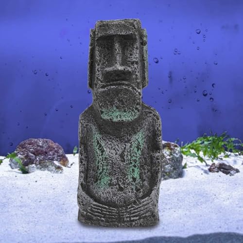 Easter Island Head Statue, Aquarium Fish Tank Ornament Home Desktop Decoration Accessories Fish Tank Aquarium Decoration(18)