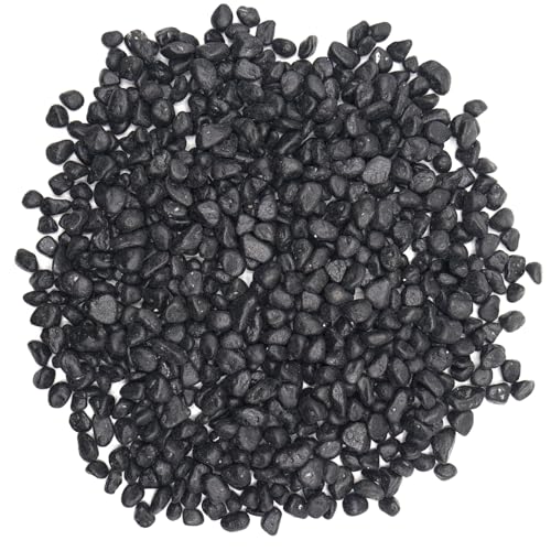 Black Pebbles for Crafts, 0.9 Pound Natural Polished Aquarium Gravel, Decorative Pebbles for Indoor Plants, Turtle Tank, Vase, Succulents Cactus, Garden Landscaping - color: Black
