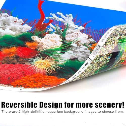 Lainrrew Aquarium Background Poster HD, Dual-Sided Water Plants & Fish Tank Landscape, 19.7"x11.8", Vivid Marine Life, Waterproof Scenery, Easy to Install, Durable Tank Decor (Type 2)