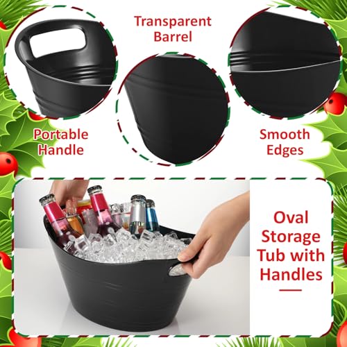 Norme 24 Pcs Oval Storage Tub with Handles, 4.5l Plastic Ice Buckets Bulk for Wine Beer Champagne Drink Cooler Beverage Storage Tub for Parties BBQ Weddings Party Outdoor Celebration(Black) - color: Black