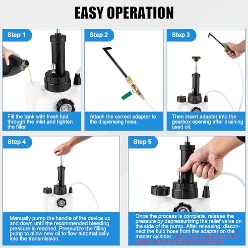 3L Transmission Fluid Pump Kit, Fluid Transfer Pump with 13PCS ATF Adapters, Manual Transmission Oil Pump for Automotive Oil Filling System, Manual ATF Fluid Transfer Pump for Oil