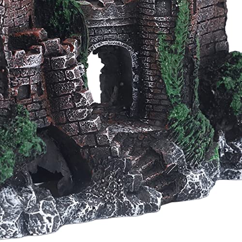 Tyenaza Fish Tank Castle Decoration, Aquarium Castle Decoration, Lifelike Hideout Resin Fish Tank House Ornament for Saltwater Freshwater