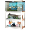 White 31.5 "L x 18 "W x 34"H 40-50 Gallon Fish Tank Stand, Metal Aquarium Stand with Accessories Storage,Aquarium Stand with Plant Shelf, Shelf Fish Tank Stand for Fish Tank Accessories Storage