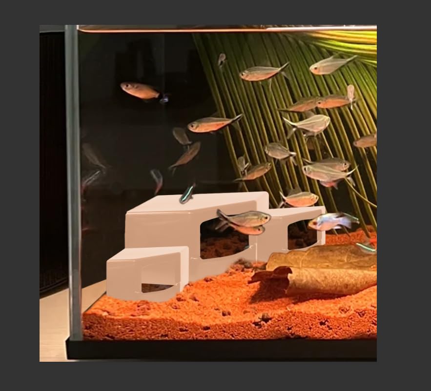 Natural Shrimp Cave for Aquarium – Safe Fish Tank Decor, Breeding Hideout for Freshwater Shrimp, Cichlids & Small Fish - color: Corner Cave Sand Medium