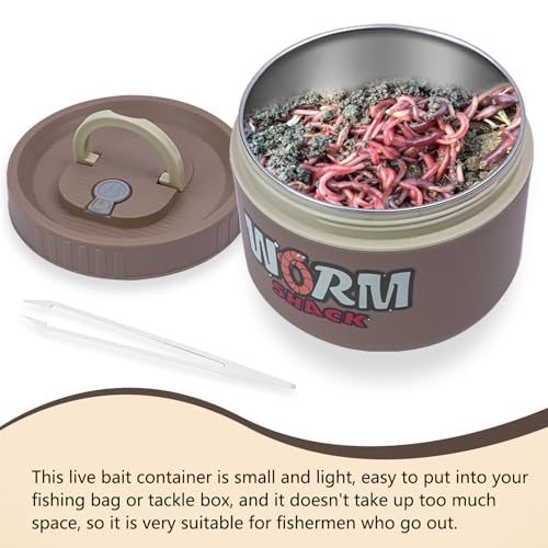 Fishing Bait Container, Insulated Stainless Steel, Live Bait Storage, Worm Storage Box, Nightcrawler Box, Bait Tank, Compact and Durable,Small and Portable, Keeps Bait Fresh and Alive - color: Khaki