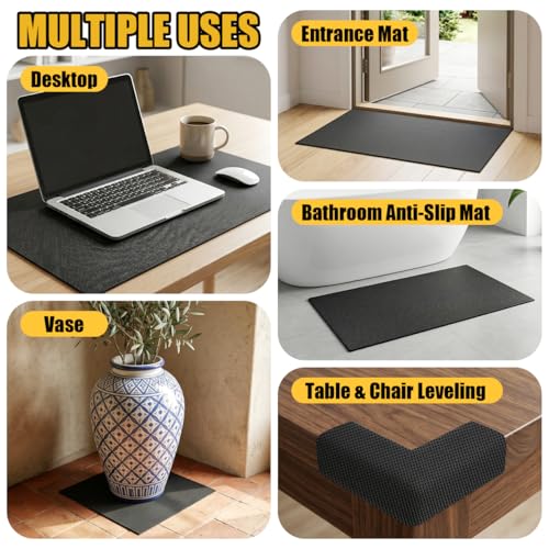TEHAUX 2PCS Aquarium Leveling Mat, 30 x 15 Inch Neoprene Non-Slip Shockproof Fish Tank Pad, 0.2" Thick Waterproof Tank Base Cushion for Uneven Surfaces, Floor & Desktop Protector (Black)