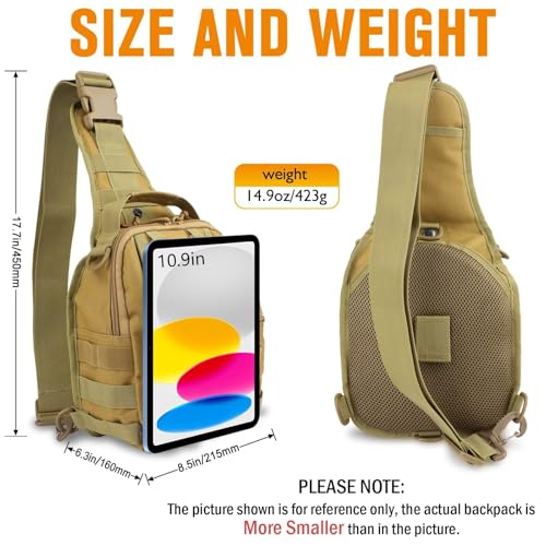 Dovesun Small Fishing Backpack, Waterproof Fly Fishing Sling Pack Tackle Bag with Tackle Boxes - color: B-Khaki(Size:17.7*8.5*5.7in)