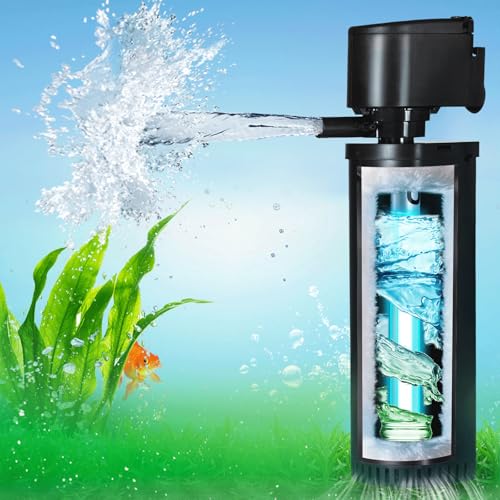 400GPH Fish Tank Filter, UV Aquarium Filter for 55-150 Gallon Turtle Tank Filter Powerful Internal Pump for Cold Plunge Saltwater Cloudywater Clear and Algae Green Killing Machine - size: Aquarium Filter for 55-150 Gallon