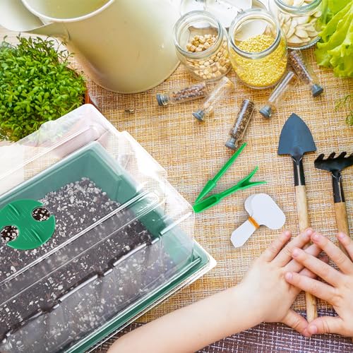 Hahood 6 Packs Seed Starter Tray Kits with Humidity Dome, Plastic Germination Growing Trays with Plants Labels Planting Tools for Seeds Growing Starting, Germination Seedling Propagation, Green - color: Green