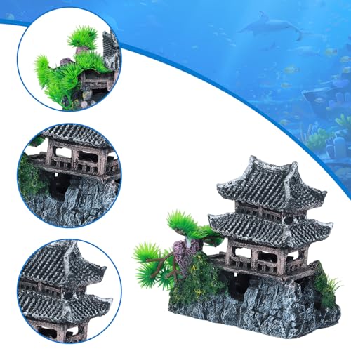 Saim Large Aquarium Decor Set - Resin Castle & Mountain Stone, 2Pack | Resin Castle and Mountain View Stone Ornament, Fish Tank Rock Decor & Aquatic Plant Background, Freshwater/Saltwater Tanks - size: 11.5x6x10.6+5.83x3.74x5.91