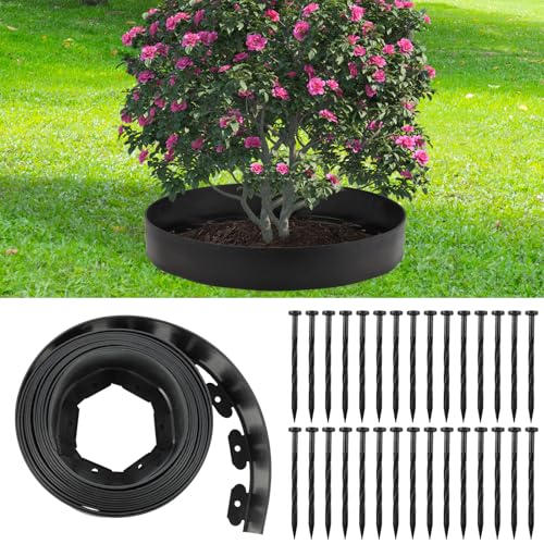 30 Ft Planting Grow Rings with 30 PCS Spikes Plant Rings for Outdoor Plants Planting Ring for Separate Rock and Maintain Moisture (30)