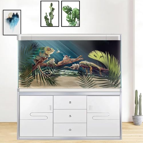 48X20 Inches Fish Tank Aquarium Background, 3D Black Sunshine Underwater World Background Decor, Undersea Theme Durable Polyester Background with 8 EVA Double-Sided Tapes - size: 48X20in/120X50cm