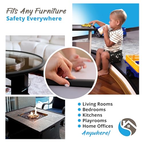 Premium 12ft Edge Protector for Baby, Odorless & Waterproof Foam Cushion with 3M Adhesive Tape, Non-Toxic to Baby Proof Corners and Edges, Wall Corner Protector & Desk Edge Cushion Black - color: Black, size: 12ft