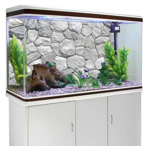 AWERT 24x12 inches White Stone Aquarium Background Rocky Fish Tank Background Rock Terrarium Background Vinyl - size: 24x12in/60x30cm