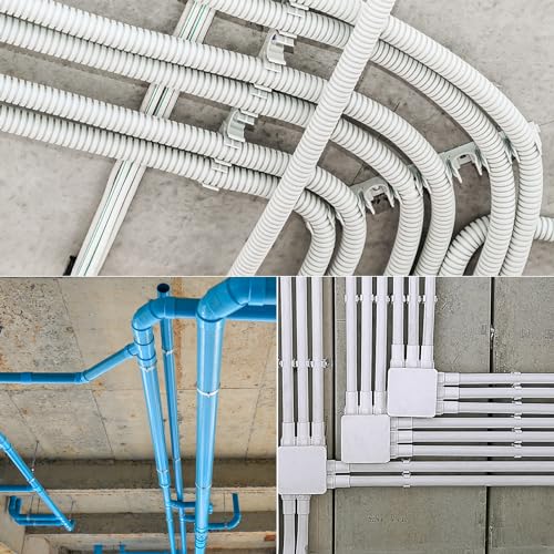 uxcell 12Pcs PVC Water Pipe 32mm Clamps Clips with Base, Fit for 32mm/1.26" OD Tubing Hose Hanger Support, Plastic Pipe Hanger Clamp Water Pipe Support