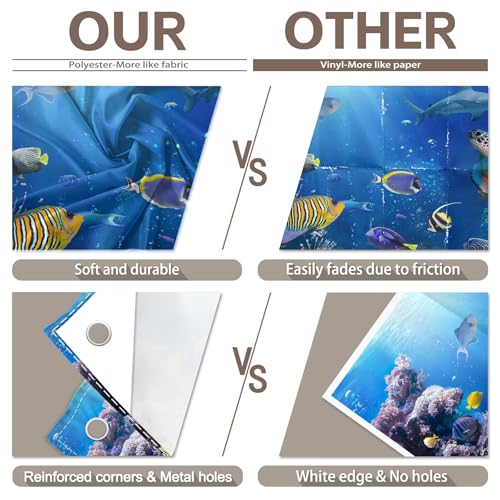 12x8ft Under The Sea Photography Backdrop Ocean Underwater World Background Aquarium Coral Baby Shower Decorations Birthday Party Photo Banner - size: 12'x8'