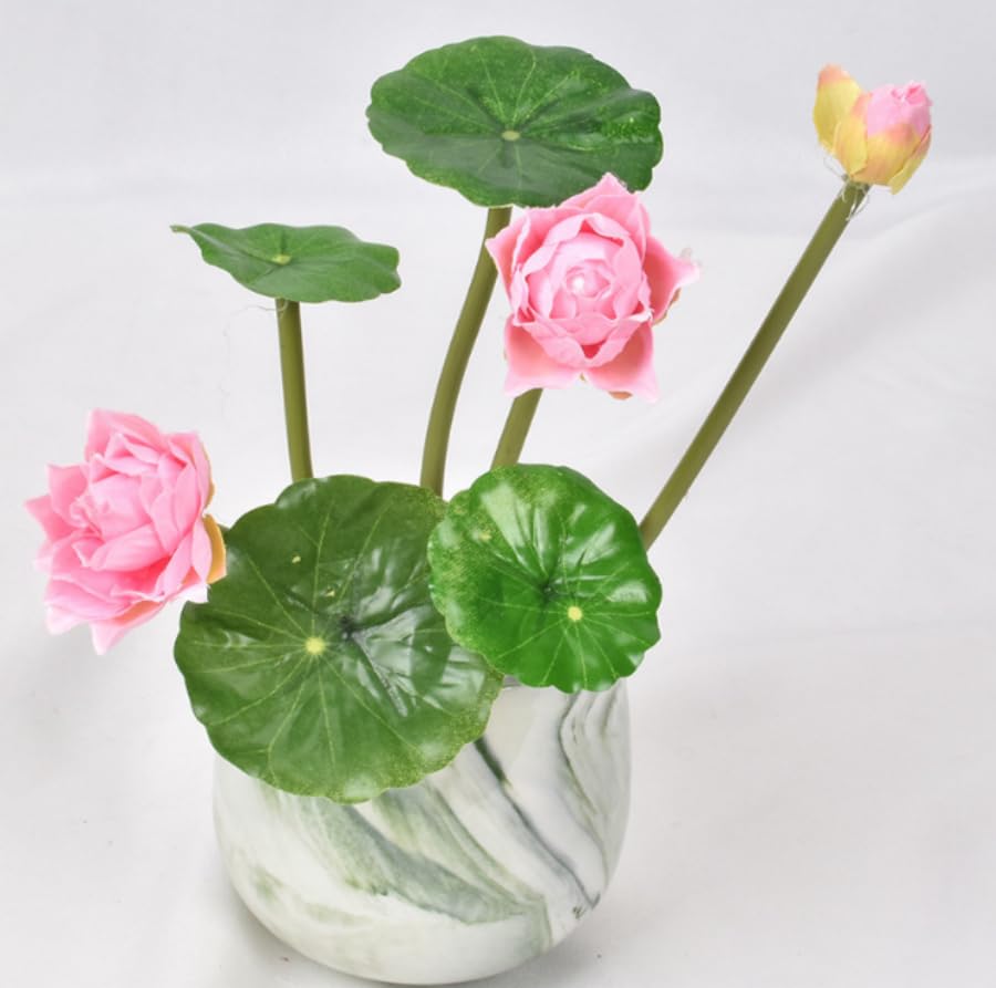 6 Pieces Water Lily Artificial Flower Silk Plants Floating Flowers,10" Plastic Flowers Lotus Flowers,Realistic Fake Flowers Lotus Decor Used for Fish Tank Decoration Home Decor (Pink) - color: Pink