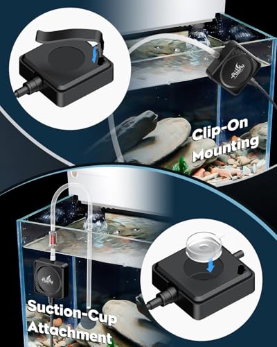Pawfly Mini Aquarium Air Pump, Ultra Quiet 1.3W Oxygen Aerator for Nano Fish Tanks 1-15 Gallons, Compact Bubbler with Sponge Filter, Airline Tubing and Air Stone - size: Air Pump Set + Filter