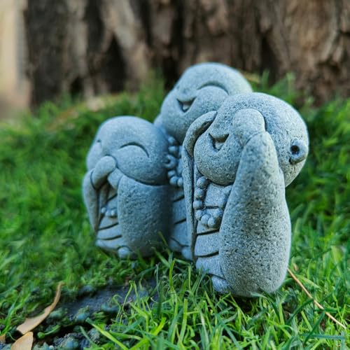 livelyfish Japanese Buddha Bosatsu Feng Shui Praying Monk Statue Sandstone Happy/Smiling Miniature Figurine Ornament for Fish Tank Aquarium Home Garden Decoration (E) - size: E