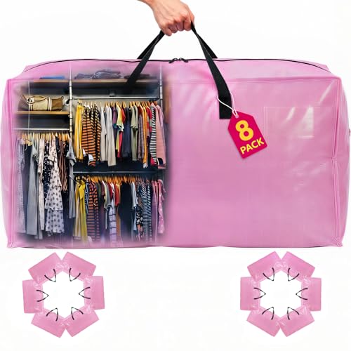 Moving Bags Heavy Duty,Extra Large Moving Bags for Travel/College Packing/Storage/Organization/Seasonal Clothes & Bedding Storage,Moving Supplies Bins,Compatible with Ikea Frakta Cart (Pink,8Pcs) - color: Pink, size: 8 Pack