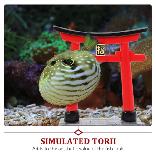 POPETPOP Japanese Torii Gate Aquarium Decor Statue Chinese Miniature Zen Garden Accessories Bonsai Mini Shinto Shrine Sculpture Micor Landscape Decorations Fish Tank Ornaments