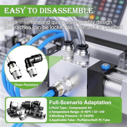 mxuteuk 81PCS Quick Connect Air Hose Fittings Kit,1/8",1/4",3/8",1/2" Push to Connect Fitting,Air Line Quick Connect Fittings,Quick Release Pneumatic Kit - style: 81PCS 1/8",1/4",3/8",1/2"OD Kits