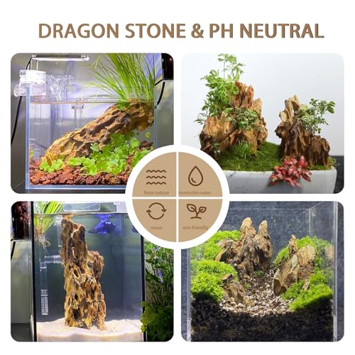 Dragon Rocks Aquarium Rock aquascaping Natural Stone Rocks Fish Tank Decor Rocks for Aquariums Landscaping Model Tank Decoration Aquarium Miniature -20lb (2-8 inch) - size: 20Lb (2-8 inch)