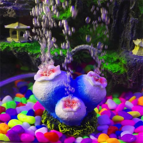 Aquarium Coral Flower Air Bubbler with Air Bubble Stone, Realistic Fish Tank Coral Flower Decor for Increase Oxygen, Cute Air Bubble Maker for Small Big Fish Tank Betta Aquarium (Blue Coral) - color: Blue Coral