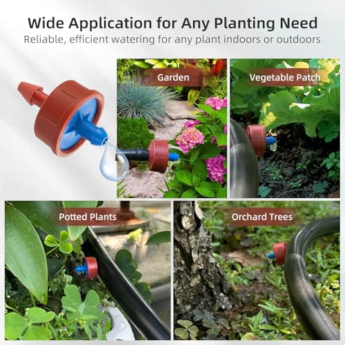 60PCS 0.5 GPH Pressure Compensating Drip Irrigation Spot Watering Drippers/Emitters, Self-Cleaning Constant Flow Drip Irrigation Emitters Heads Irrigation Drippers Parts for Drip Irrigation System
