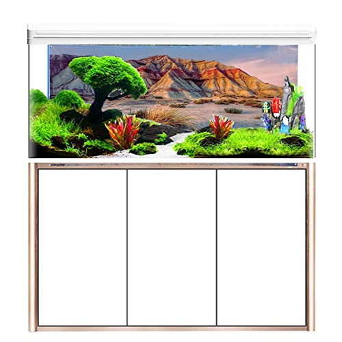 3D PVC Aquarium Background | Mountain Desert Pattern Fish Tank Decoration | Easy - to - Apply Water - Proof Poster for Underwater Scaping/Bedroom Wall Art | 16.5 x 11.8 Inches (61 * 41CM) - size: 61*41CM