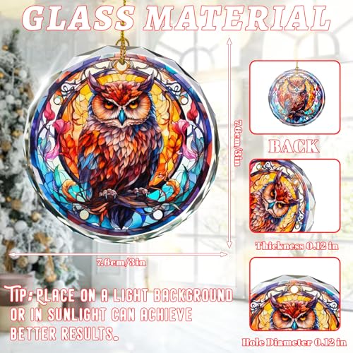 Stained Glass Owl Ornament - Christmas Tree Decor, Gift Exchange Present - color: Owl