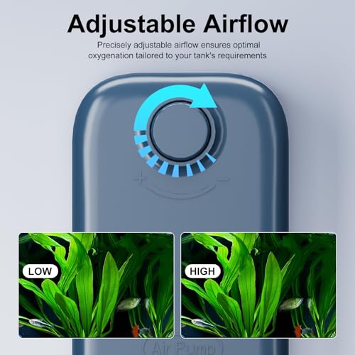 Aquarium Air Pump, Dual Outlet Quiet Oxygen Aerator Pump for Fish Tanks, Adjustable Air Valve Complete Bubbler Kit for Small Aquariums - size: Up to 200 Gallons