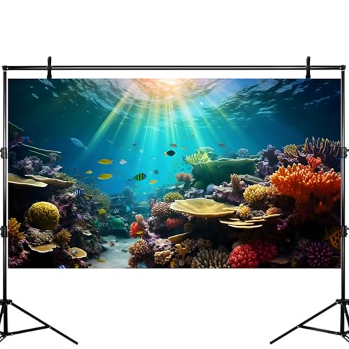 Ocean Floor Fish Tank Background Under The Sea Coral Reef Aquarium Background Underwater Aquatic Plants Corals Rock Terrarium Backgrounds Tropical Fish Deep Ocean Aquarium Backgrounds Decor 24x12in - color: Brown Orange, size: 24(W)x12(H)inches/ 60(W)*30c