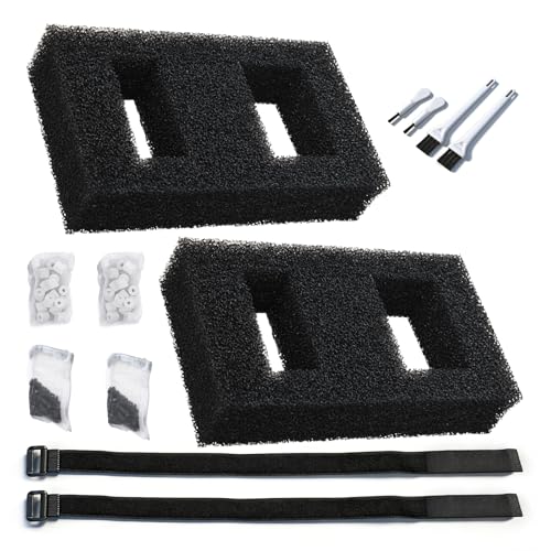 2 Set A1376 Aquarium Filter Media for EVO Betta Fluval SPEC Flex Desktop Aquarium Series Foam Replacement Set Includes 2 Foam Filter 2 Carbon Refills 2 Ceramic Rings 2 Brushes and Filter Cord