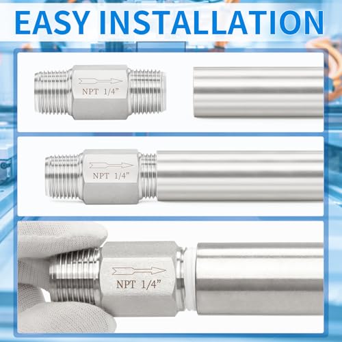 ChillWaves 304 Stainless Steel In-Line Siamese Check Valve 1/4" NPT Male Thread, One-Way Non-return Check Valve for Backflow Prevention(1-PACK) - size: 1/4" MNPT, style: Siamese Check Valve