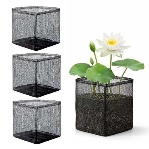 4 Pcs Pond Plant Baskets Aquatic Planting Bags Breathable Mesh Water Garden Plant Pot for Lily Lotus Flower Bog Terrestrial Plant