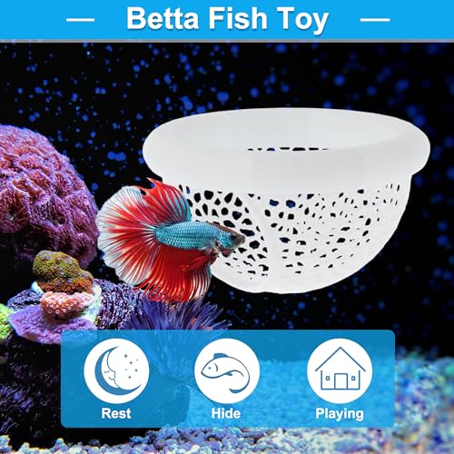 Betta Hideout Cave, Aquarium Floating Betta Hideout, Multi-Functional Betta Fish Hammock, White - color: White